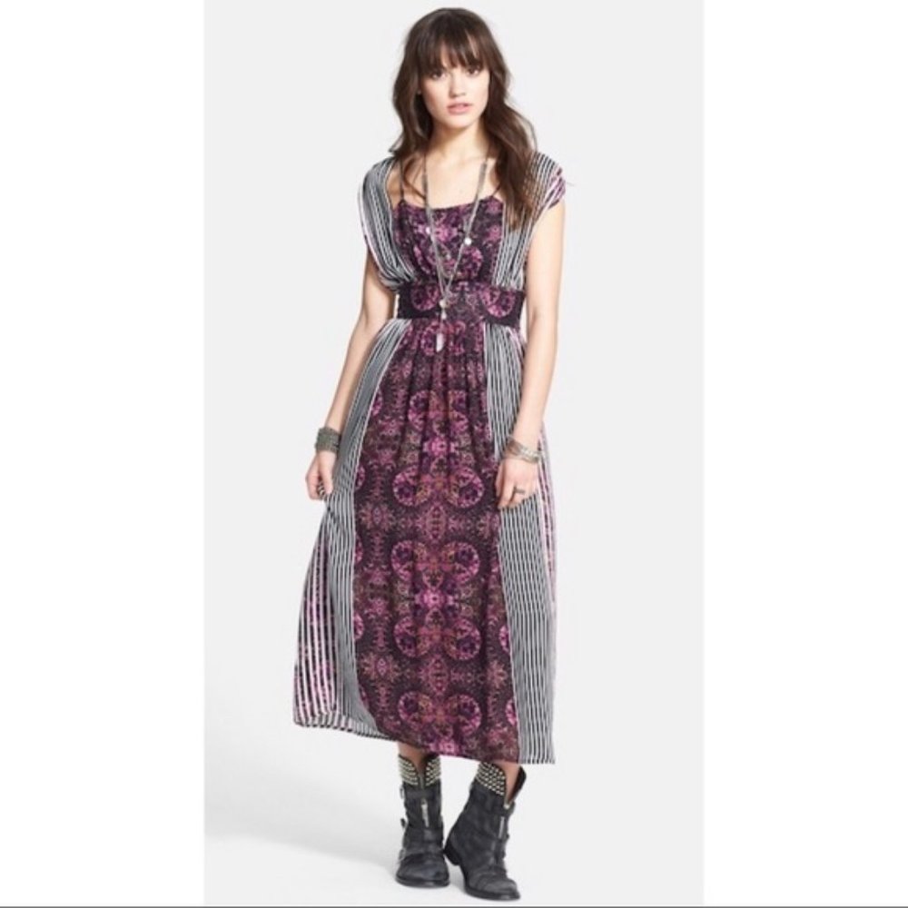 Free People Mayan Temple Striped Maxi Dress 6